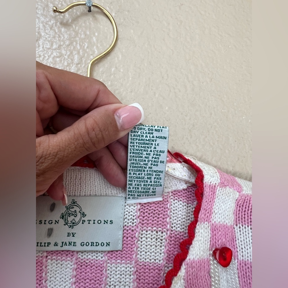 Design Options By Philip & Jane Gordon VTG Valentines Day Cardigan RARE Size S - Picture 8 of 15